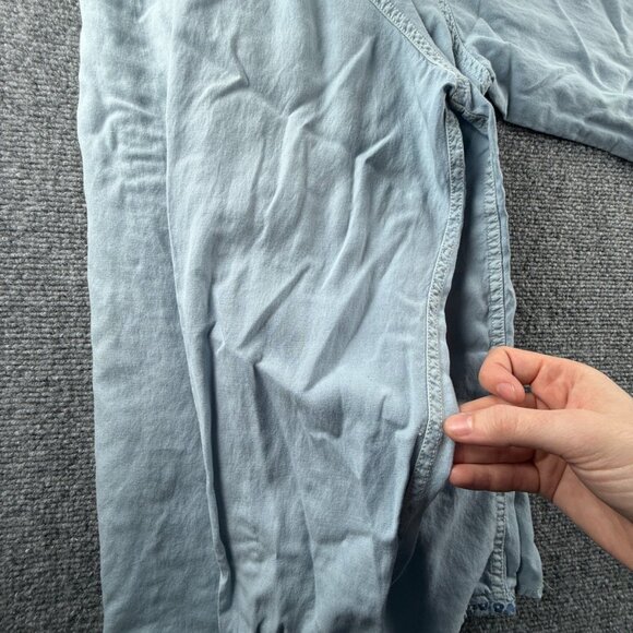 Tommy Bahama Medium Beach Tencel Cotton Hawaiian Blue Long Sleeve Button Up Men - Picture 16 of 16